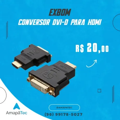 Adaptador DVI-I 24.5 Fêmea x Hdmi 19 Pinos Macho Exbom