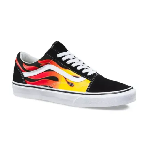 Tênis Vans Old Skool Flame Black Black True White Unissex.