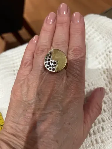 Semi joia anel banhado a ouro e ródio branco