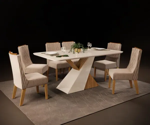 Mesa Jantar Vega com 6 Cadeiras Delta **nova na caixa**