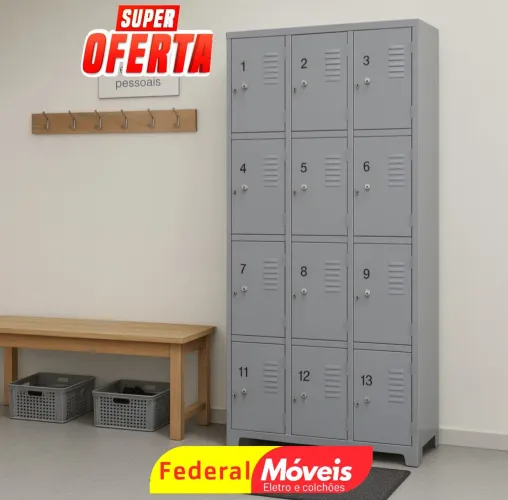 Armário de Aço com 12 Portas - Ideal para academia ou vestiário!