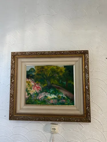 Quadro de madeira vintage a óleo 