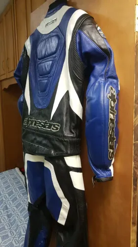 Macacão de Couro Alpinestars Azul e Preto