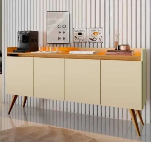 Buffet Gold Retrô 4 Portas Pés Madeira Maciça - NOVO, DE FÁBRICA!