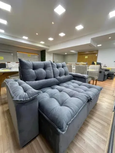 Sofá Retrátil Reclinável 3 Lug. Grécia 2.00m Veludo- Produto Novo Entrega Rápida