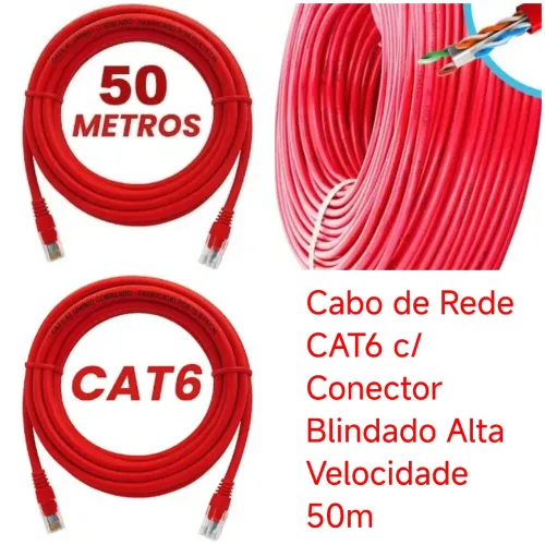 Cabo de Rede CAT6 Blindado Alta Velocidade 50m