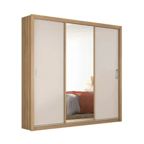 Guarda Roupa 3 Portas 2 Gavetas Espelho Novo Fazemos Entrega