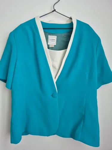 Blazer Azul Turquesa com Detalhes Brancos