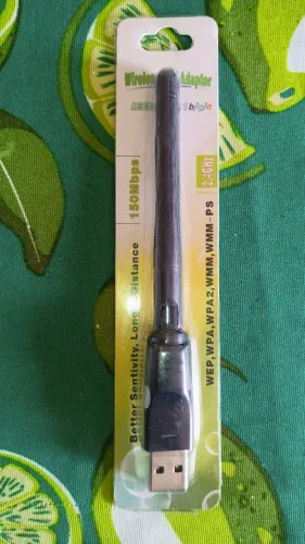 Adaptador USB Wireless Wi-Fi 4 2.4GHz com antena de alto ganho