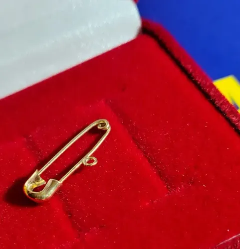 Alfinete Presente Ouro 18 Kilates Peso 2.50 Gramas 20 mm Maciço                           