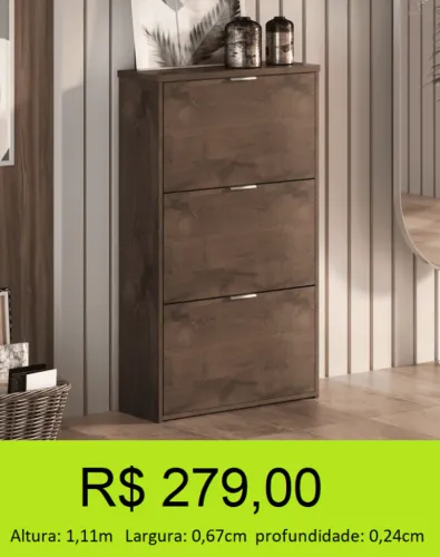 Sapateira 3 portas com espaço excelente
