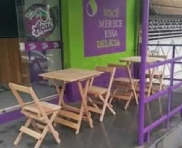 Kit Mesa e Cadeiras Dobráveis/Bistrô com Cadeiras Altas. Conjunto todo cru ou preto.