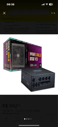 Fonte cooler master 850w 
