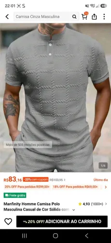 Camisa Polo Masculina Casual de Cor Sólida com Textura e Gola Olímpica