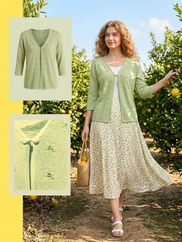 CARDIGAN LINHA OUTONO-INVERNO VERDE CLARO/ÁGUA - P