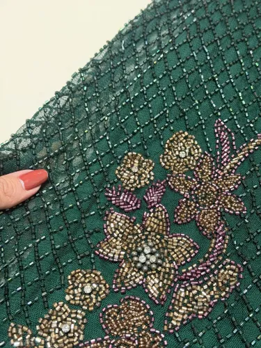 Vestido Longo Sereia Bordado Luxo Verde Esmeralda