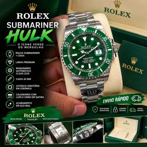 Rolex Premium Submariner Hulk + Caixa Completa