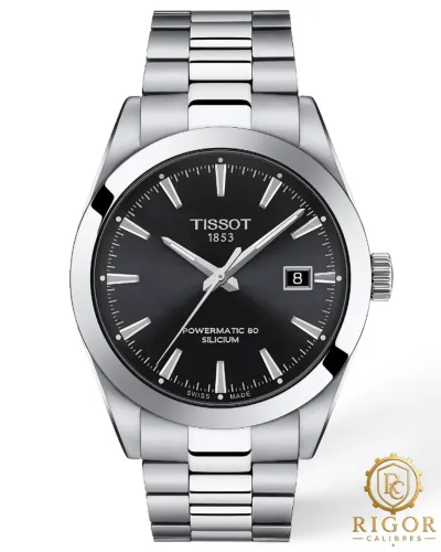 Relógio Tissot Gentleman 38mm Powermatic 80 Silicium Preto Ref. T127.407.11.051.00
