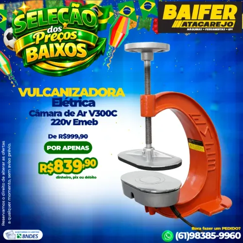 Vulcanizadora Elétrica Câmara de Ar V300C 220v Emeb