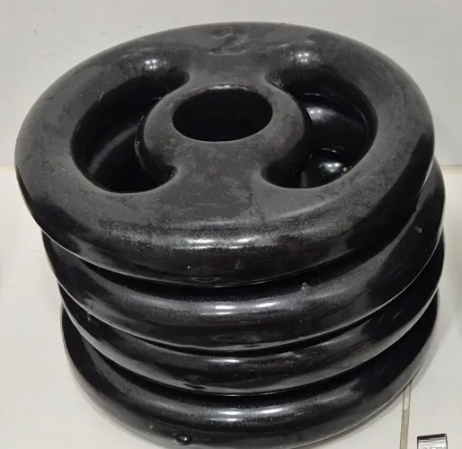 Kit 4 Anilhas Emborrachadas de 2 Kg - Furo 31mm