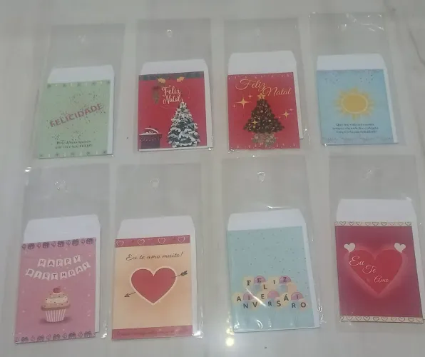 Cartão com envelope, Natal e aniversário, preço de custo.