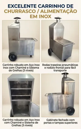 Carrinho de churrasco em aço inox