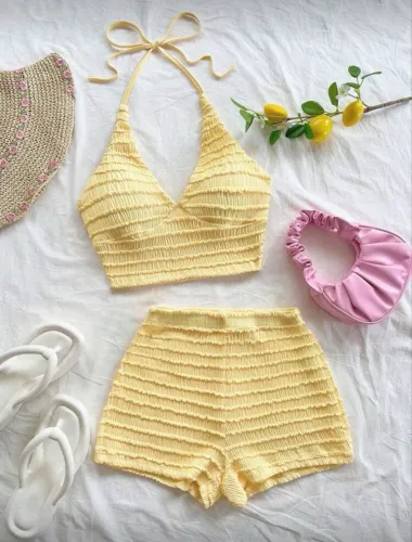 Conjunto verão SOLEIA Shein amarelo praia