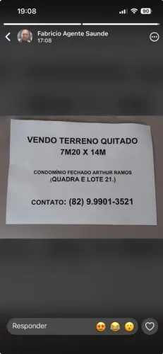 Terreno em chã do pilar, perto do Cristo