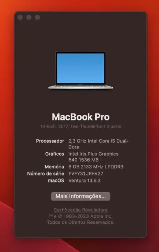 MacBook Pro 13" 2017 i5 | 8GB | SSD 128GB | Retina