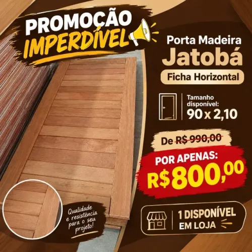 PROMOÇÃO: PORTA MADEIRA JATOBÁ FICHA HORIZONTAL 90X 2,10
