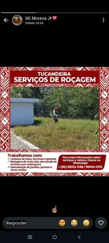Serviço operador de roçadeira