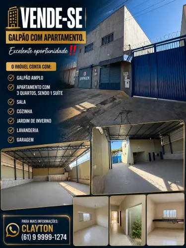 Galpão com apartamento amplo em Luziânia-go