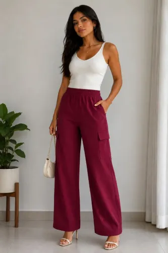 Calça pantalona alfaiataria vinho