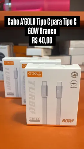 Cabo AGold Tipo c para Tipo C / 60W / Branco / Loja fisica / Produto novo Lacrado