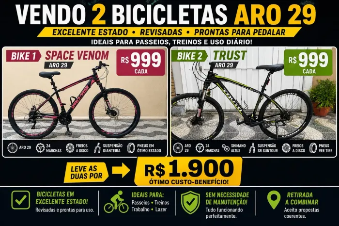 VENDO DUAS BICICLETAS ARO 29 - EXCELENTE ESTADO!