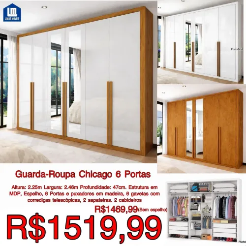 Guarda Roupa Chicago 6 Portas