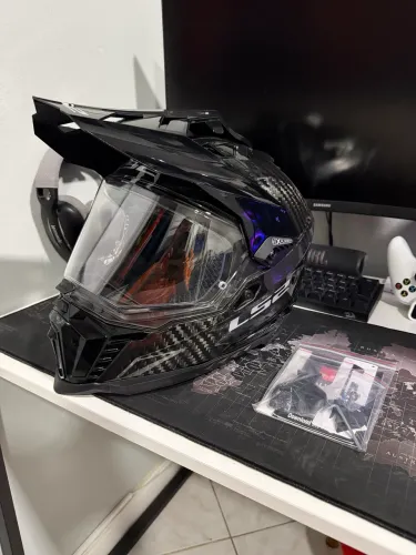 Capacete Ls2 Explorer Carbon Mx701 Preto Big Trail Off Road