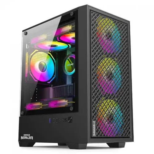 Gabinete Gamer Ninja Tessen, Mid Tower, Vidro Temperado, M-ATX, Com 3 Fans Rainbow