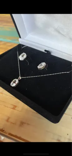 Conjuntos colar e brincos em ouro branco 18k