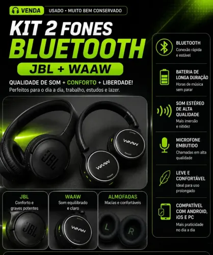 ? KIT DE FONES BLUETOOTH - JBL + WAAW | USADOS ?