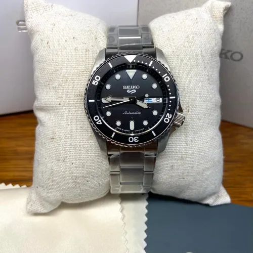 Relógio Seiko 5 Sports Reduced 38mm preto NOVO SRPK29