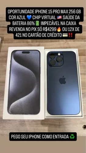 iPhone 15 pro max 256 completo na caixa