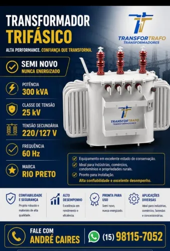 Transformador de potência 300kva 25kv a óleo