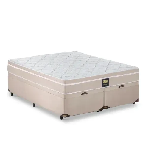 Colchão King Star no King Size + Cama Base Baú King Bege/Branco