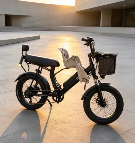 Bicicleta Elétrica Cruiser + Cadeirinha + Cadeado + Cestinha