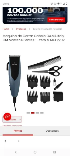 Maquina de Cortar Cabelo GA.MA Italy GM Master 4 Pentes - Azul 220V