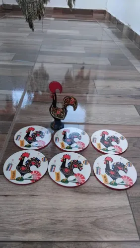 Descanso de copos e galo Barcelos 