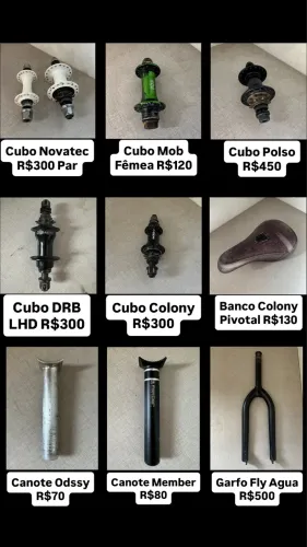 Peças BMX - Cubos / Canote / Garfo / Banco