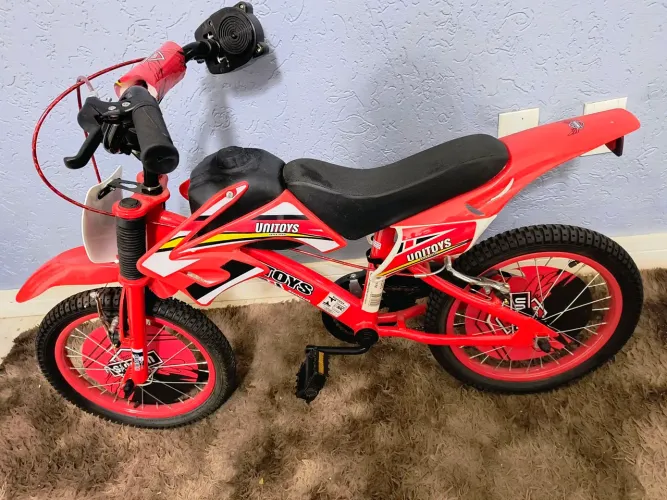 Bicicleta Infantil Aro 16 Unitoys Cross Vermelha V-Brakes
