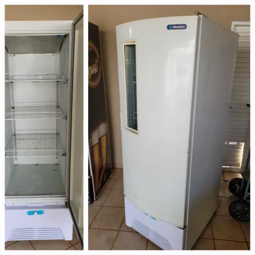  freezer vertical metalfrio usado 569 litros brutos tripla ação congelados e refrigerante 